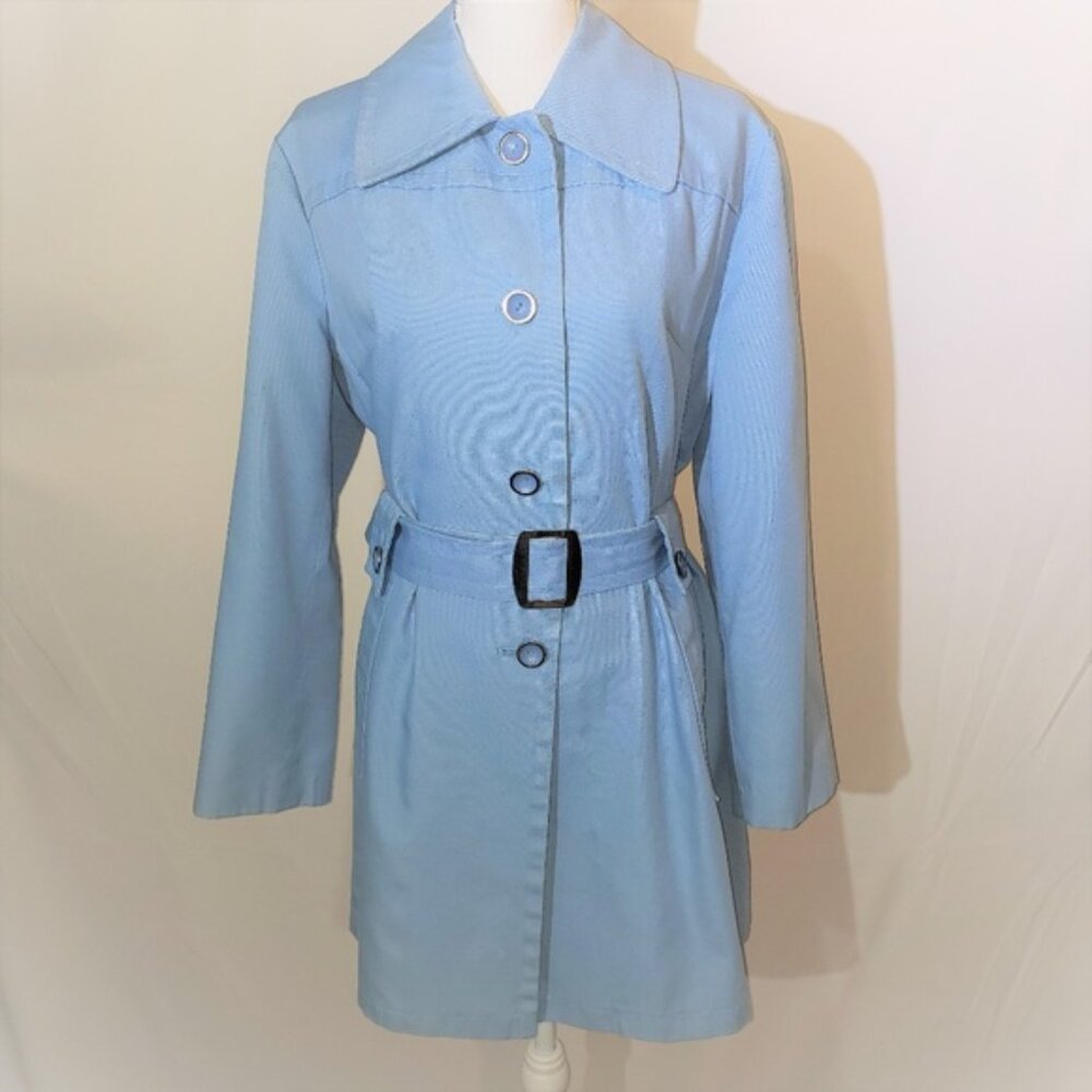 vintage Blue button Belted Trench coat fully lined